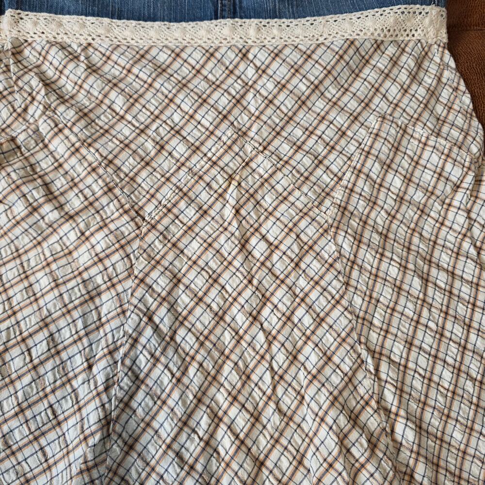 Vtg Y2K Candie's Denim Plaid Asymmetrical Lace Trim Handkerchief Midi Skirt - Picture 9 of 13